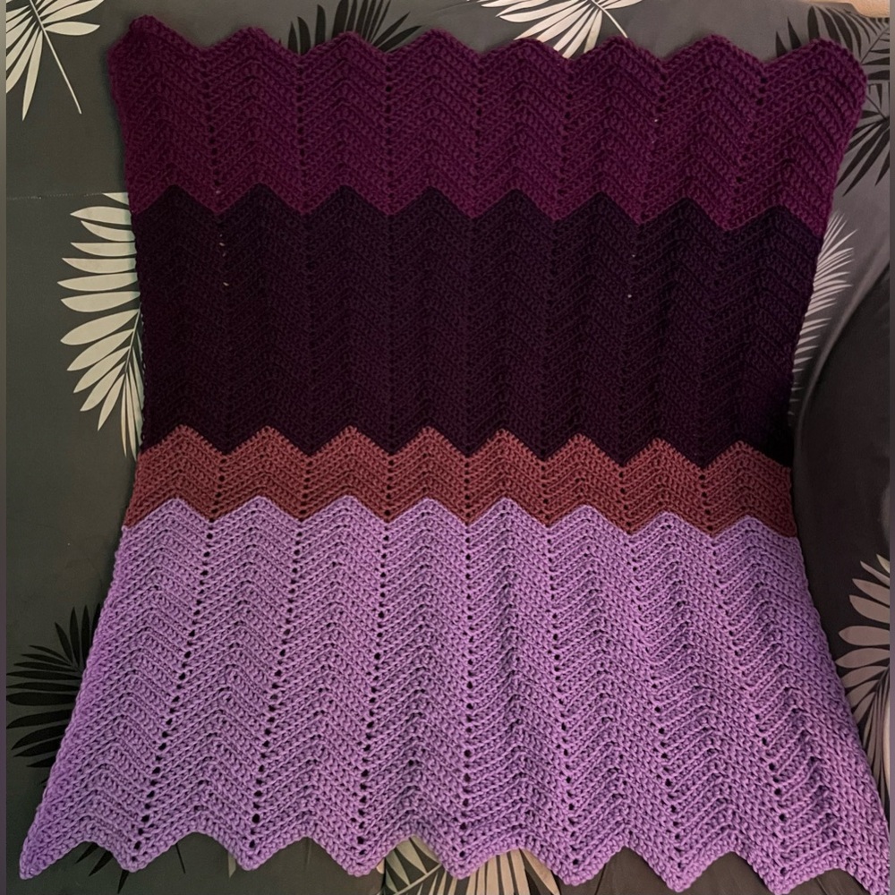 Purple Crocheted Chevron Blanket 💜